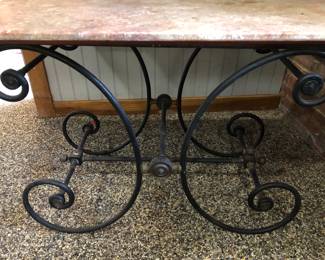 French marble top iron base pastry table, 50" long x 29" deep x 31" tall $750