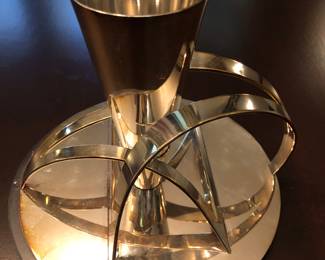 Steel base kiddush cup and stand cup on revolving base $200