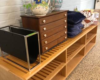Various items in basement. Antique five drawer, small cabinet sold.