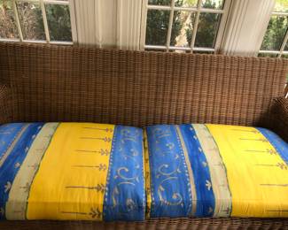 Fine quality wicker sofa with high-end fabric, in very good condition 77" L x 31" H x 36" deep, $600