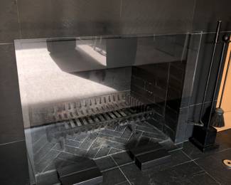 We have a number of Modern glass and painted steel fire screens and I have only been able to measure 2 of them at 36.5 " w x 35" h & ex. lrg. is 39 w x 35 h, but there are other sizes. Small to medium $150 each, extra large $200 ea., tools $75