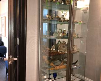 A pair of identical cabinets, 1 by Baker & the other perfectly replicated by Gomillion Furniture, Cleveland. 36'' wide x 87" tall. Objects in the cabinets not for sale. $2,000 the pair.