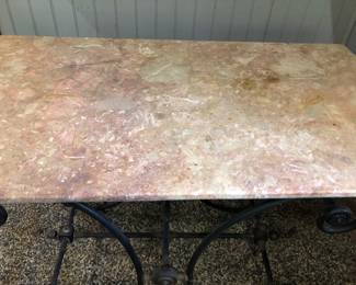 French marble top iron base pastry table, 50" long x 29" deep x 31" tall $750