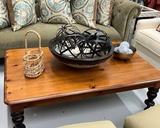 Pine coffee table with inlay design