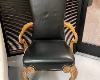 Oscar de la Renta black leather arm chair