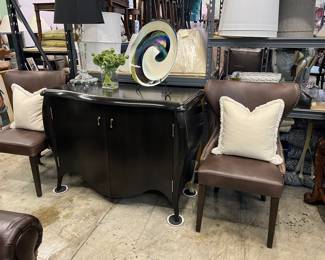 Mitchell Gold polished black credenza