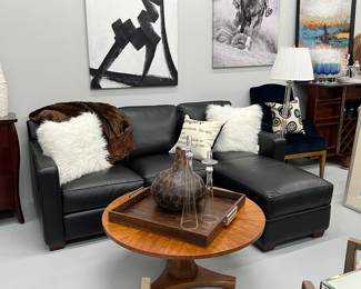 Thomasville black leather sectional