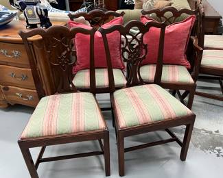 8 Chippendale dining chairs, 2 arm, 6 side chairs