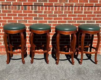 Set of 4 Hancock and Moore swivel leather counter stools 