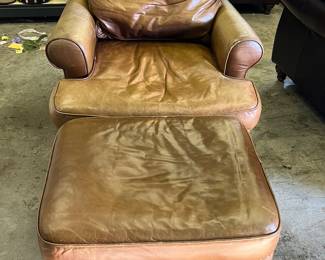 Bernhardt leather chair and ottoman