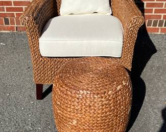 Seagrass woven chair and ottoman
