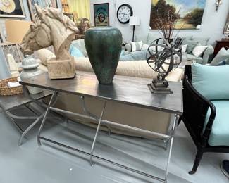 Mitchell Gold stainless steal console table