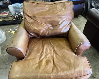 Bernhardt leather chair and ottoman 