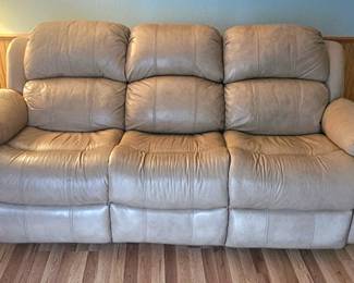 1 of 2 pictures - Leather Motorized Reclining Sofa