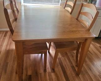 1 of 3 pictures - Solid Oak Table & 4 Chairs