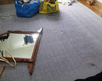 Navy & white herringbone rug