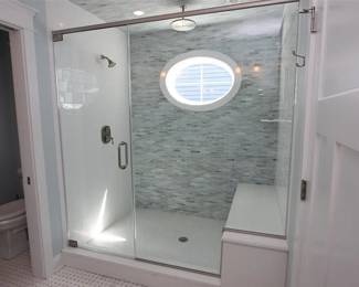 Glass shower door/enclosure; shower hardware