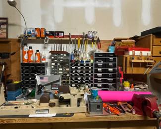 Misc tools, gun rests, gun cases, gun rebuilding items