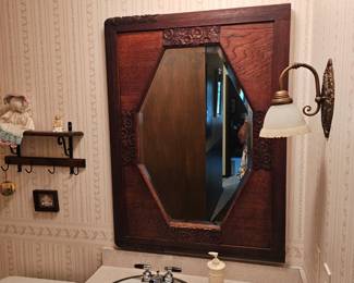 Large Antique Oak Mirror