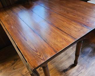 Fantastic Wide Slab Antique Pine Drop Side Dining Table