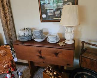 Antique Primitive Pine Dropside Table