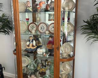 Wonderful Wood Curio w Curved Glass Doors