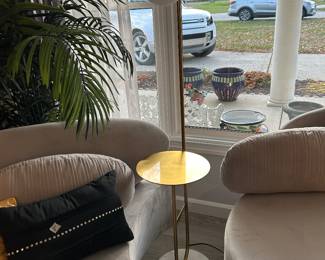 2 of 2 Pair Brass and Marble Base Floor Lamps
