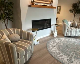 New Swivel Club Chairs and Lovely Round Rug