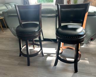 Pair of Leather Bar Stools