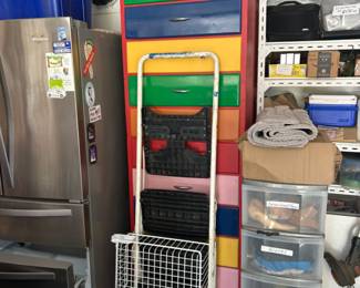 Funky 12-Drawer Storage Cabinet, Step Ladder and Storage Cart