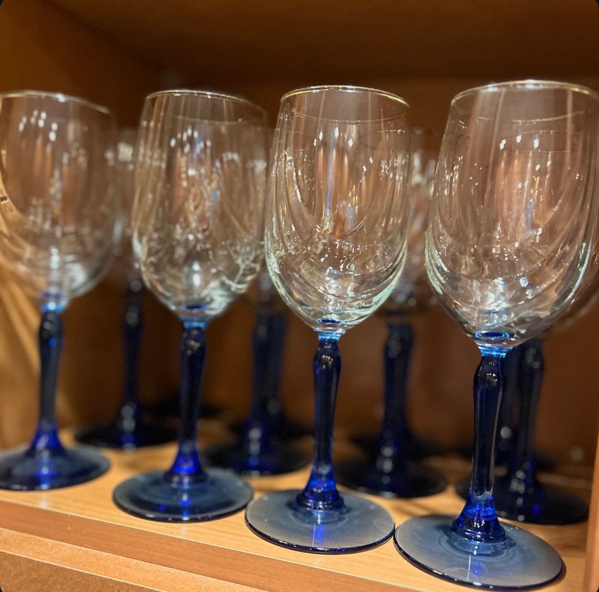 Vintage Lenox Crystal Colbalt Wine Glasses. (12)