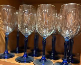 Vintage Lenox Crystal Colbalt Wine Glasses. (12)