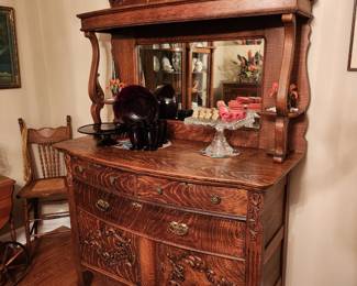 Beautiful Tiger Oak Server
Ruby Glass, Square Cake Server
Sterling candle holders