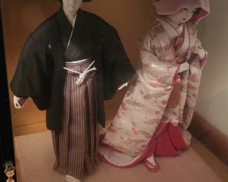 19 Japanese Hand-made Dolls in Cases. Pictures don't do them justice