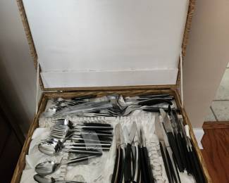 Mid-century flatware set 2 trays full
