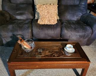Carved teak coffee table Japan
Reclining sofa