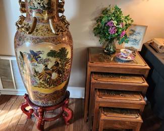 Large Oriental Vase w/Stand