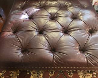 Lg. Italian Aubergine Tuffted Leather Ottoman