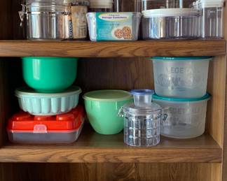 Huge amount of food storage plastic ware.