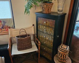 Bamboo accent chair, stool and chest