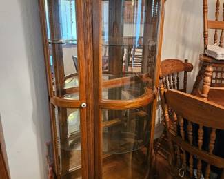 Curved wood and glass curio