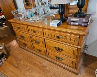 Oak dresser and barware