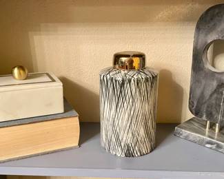 Marble Trinket Box • Black & White Ginger Jar • Marble Stone Sculpture