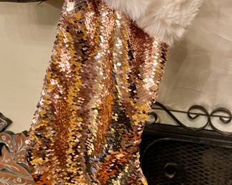 Pink sequin Christmas stocking