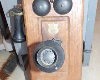 Antique Oak Wall Telephone