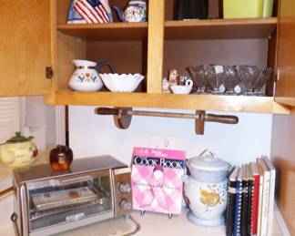 Vintage Tupperware, Betsy Ross Cookie Jar, Cookbooks etc