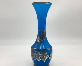 1890 Silver Overlay Glass Vase