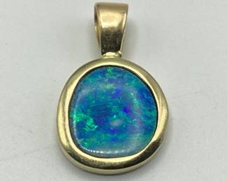 14k Gold/Blue Opal