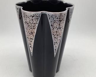 Rockwell 1930s Amethyst Vase w/Silver Overlay