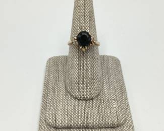 14k Gold Green Tourmaline & Diamonds